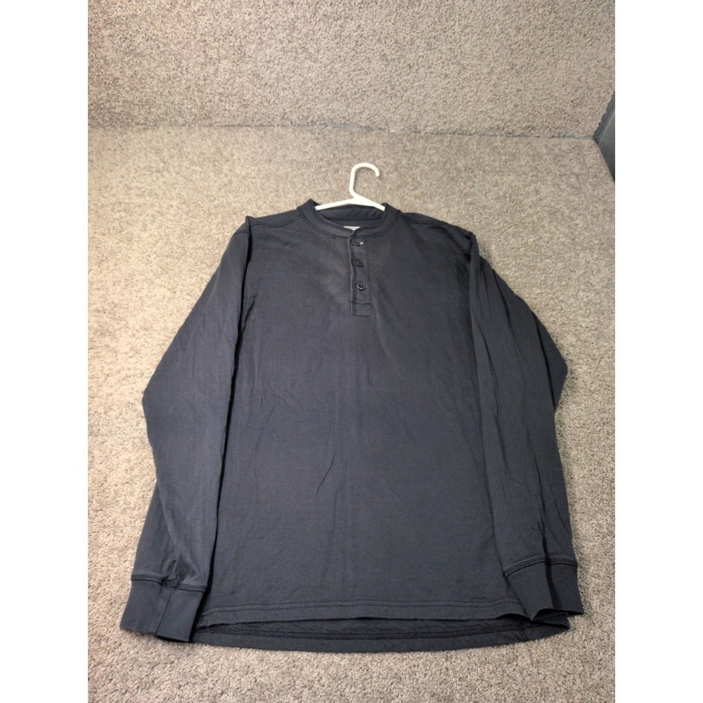 Mountain Khakis Mens Small Henley Shirt Long Sleeve Charcoal Grey Cotton Blend